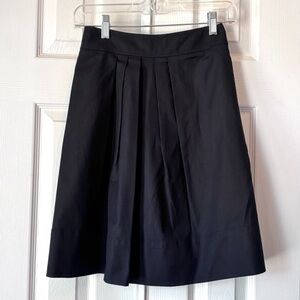 NWOT Ann Taylor Loft Size 14 Black Pleated A-Line Mini Skirt Side Zip Cotton